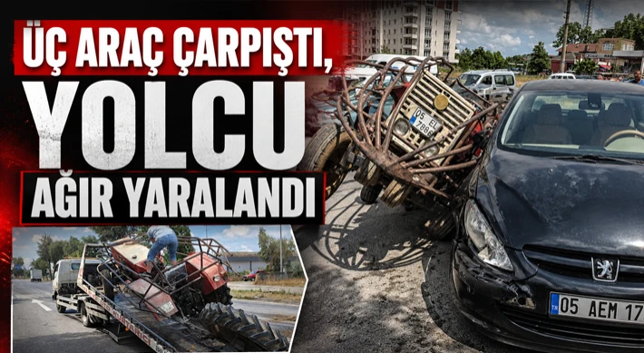 Üç Araç Çarpıştı, Yolcu Ağır Yaralandı