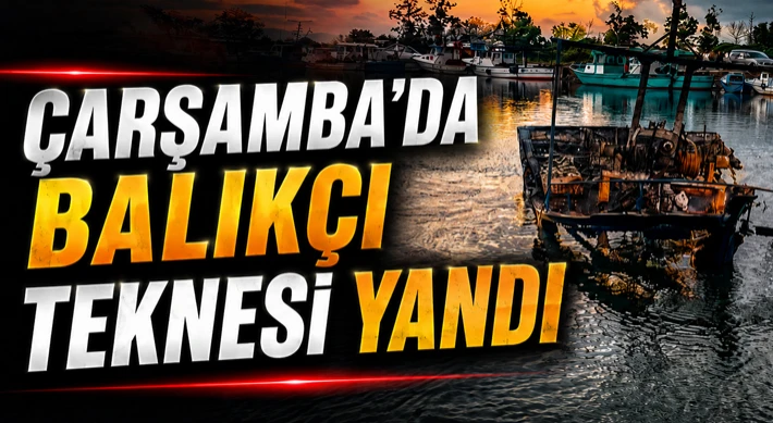 Çarşamba’da Balıkçı Teknesi Yandı