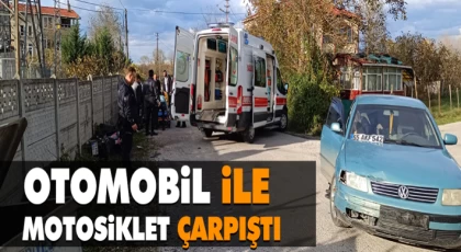Otomobil İle Motosiklet Çarpıştı