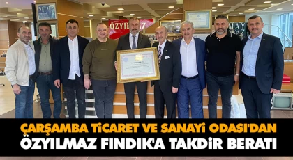 Özyılmaz Fındık'a Takdir Beratı