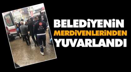 Salıpazarı’nda Belediyenin merdivenlerinden yuvarlanan kişi yaralandı.