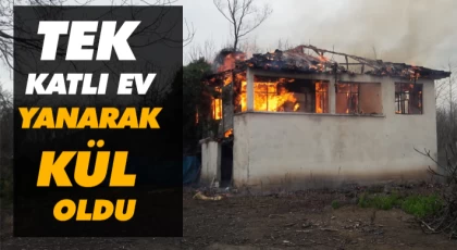 Tek Katlı Ev Yanarak Kül Oldu
