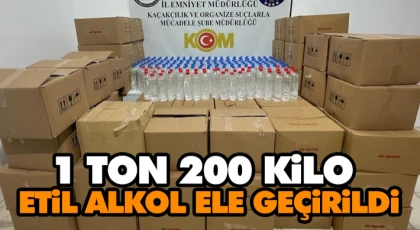 1 Ton 200 Kilo Etil Alkol Ele Geçirildi.