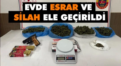 Evde Esrar Ve Silah Ele Geçirildi