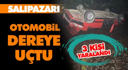 Salıpazarı’nda Otomobil Dereye Uçtu: 3 Yaralı