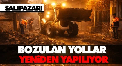 Salıpazarı’nda Bozulan Yollar Yeniden Yapılıyor