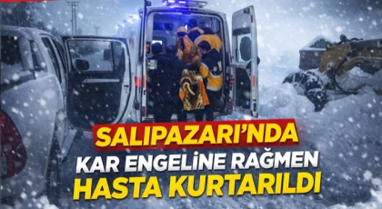Salıpazarı’nda Kar Engeline Rağmen Hasta Kurtarıldı