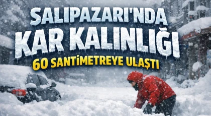 Salıpazarı’nda Kar Kalınlığı 60 Santimetreye Ulaştı