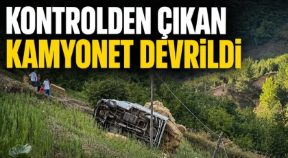 Kontrolden Çıkan Kamyonet Devrildi
