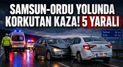 Samsun-Ordu Yolunda Korkutan Kaza! 5 Yaralı